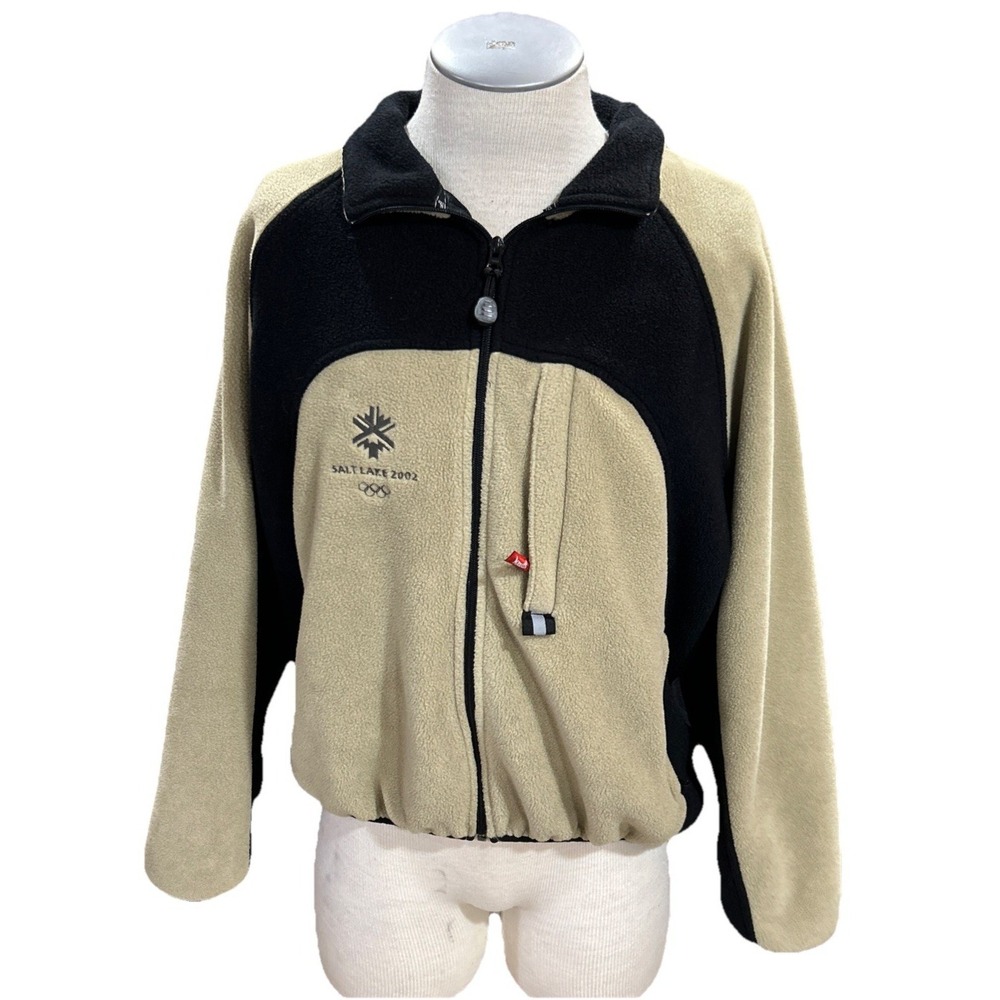 Marker Fleece Jacket Salt Lake 2002 Olympics Vintage XL Full Zip Black Brown Men